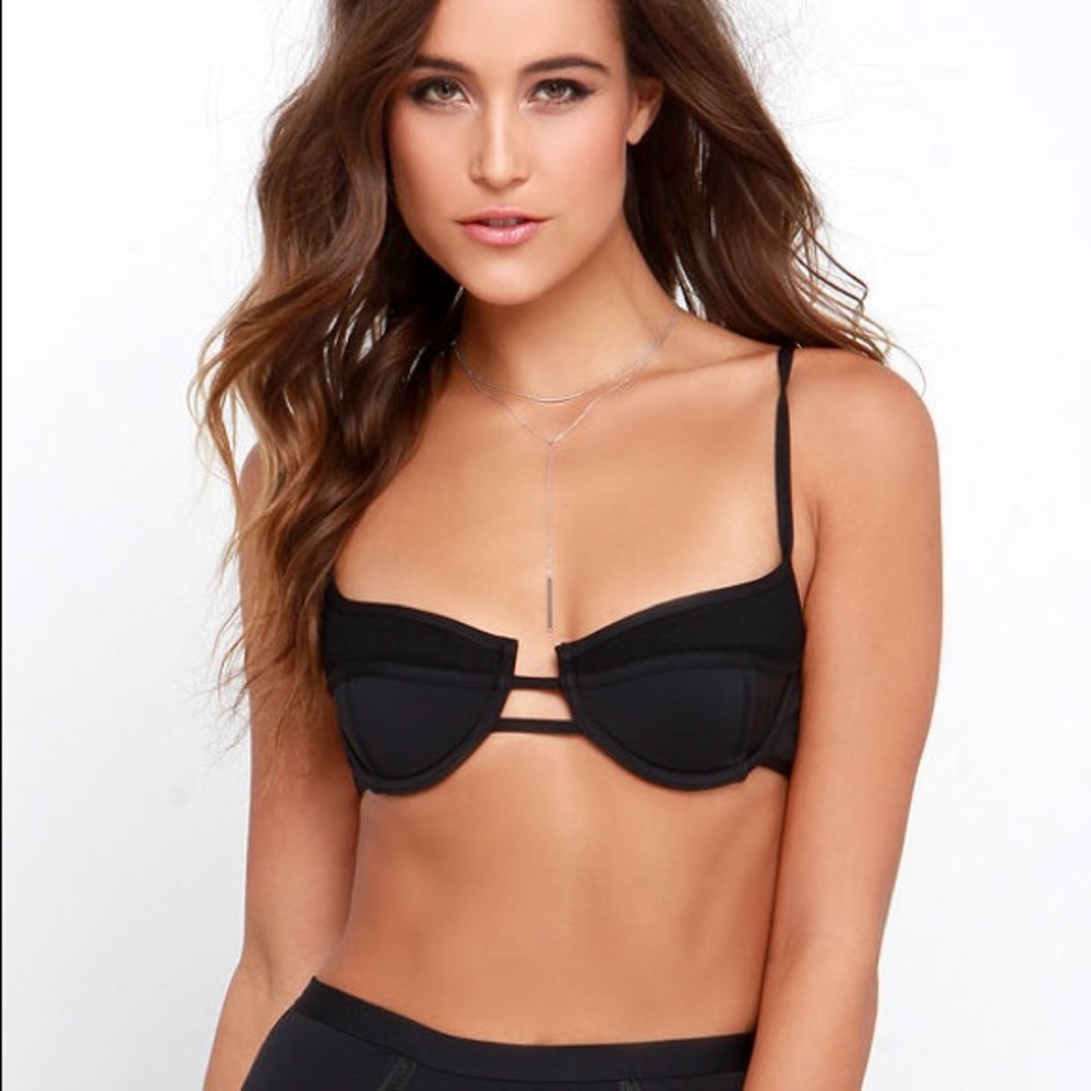 Tavik black kora bikini top and ribbed bottom set